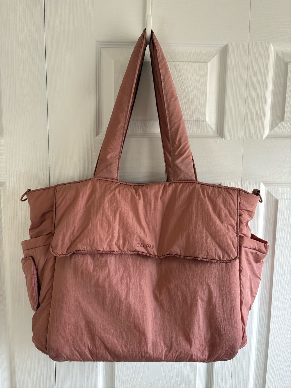 CALPAK Diaper Tote Bag Laptop Sleeve Wipes Compartment Bottle Pocket Large Pink